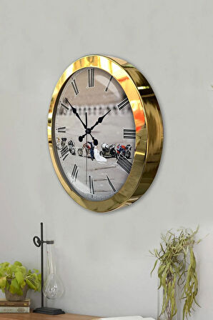 36 Cm Gold Metal Gelin Damat Duvar Saati