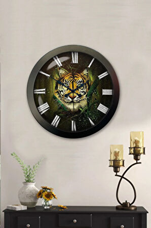 36 Cm Siyah Metal Hayvanlar Alemi Duvar Saati