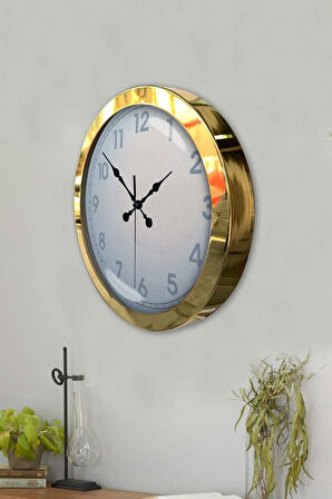 Hediyelik 36 Cm Gold Metal Klasik Duvar Saati