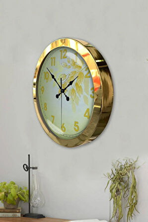 Hediyelik 36 Cm Gold Metal Yellow Duvar Saati