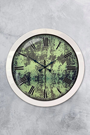 Hediyelik 36 Cm Beyaz Metal Nostalji Duvar Saati