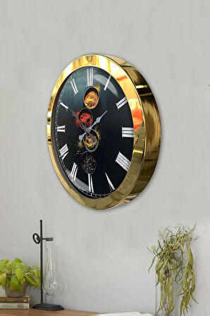 Hediyelik 36 Cm Gold Metal Kitchen Duvar Saati
