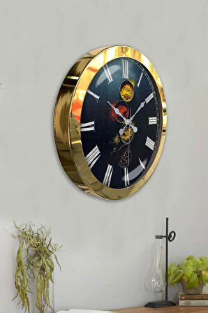 Hediyelik 36 Cm Gold Metal Kitchen Duvar Saati
