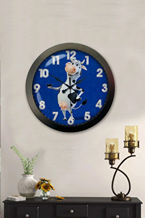 Hediyelik 36 Cm Siyah Metal Inek Duvar Saati