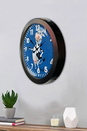 Hediyelik 36 Cm Siyah Metal Inek Duvar Saati