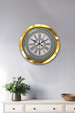 36 Cm Gold Metal Roma Rakamlı Duvar Saati