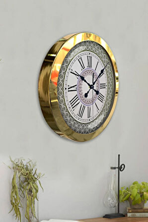 36 Cm Gold Metal Roma Rakamlı Duvar Saati