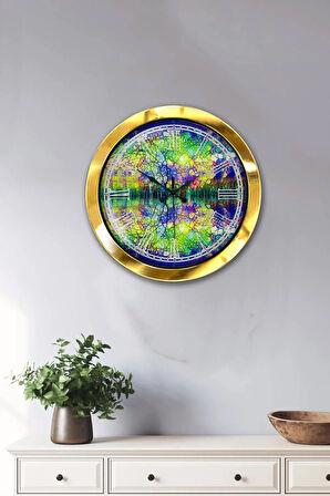 Hediyelik 36 Cm Gold Metal Mücevher Duvar Saati