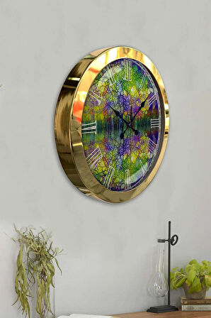 Hediyelik 36 Cm Gold Metal Mücevher Duvar Saati