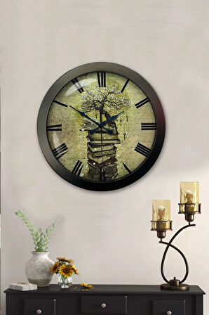 Hediyelik 36 Cm Siyah Metal Kitap Duvar Saati