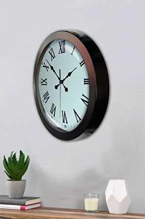 36 Cm Siyah Metal Romen Sayılı Duvar Saati