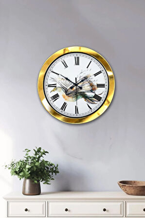 Hediyelik 36 Cm Gold Metal Kütüphane Duvar Saati