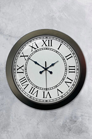 36 Cm Siyah Metal Romen Rakamlı Duvar Saati