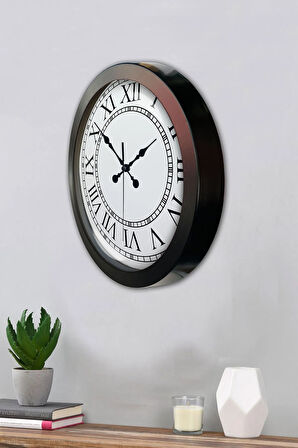 36 Cm Siyah Metal Romen Rakamlı Duvar Saati