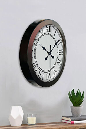 36 Cm Siyah Metal Romen Rakamlı Duvar Saati