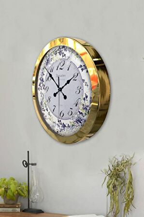 Hediyelik 36 Cm Gold Metal Yorticalture Duvar Saati