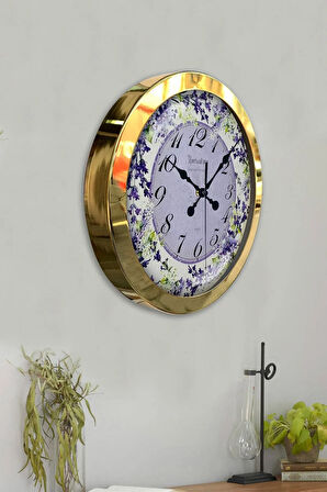 Hediyelik 36 Cm Gold Metal Yorticalture Duvar Saati