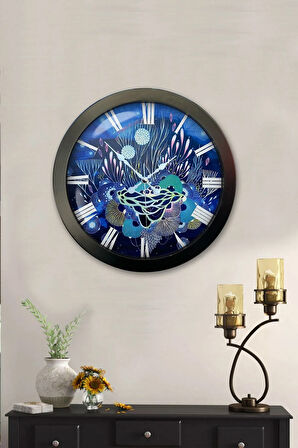 36 Cm Siyah Metal Sea Life Duvar Saati