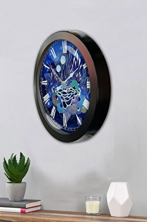 36 Cm Siyah Metal Sea Life Duvar Saati
