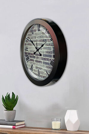 36 Cm Siyah Metal Taş Duvar Duvar Saati