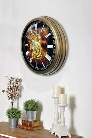 40 cm Eskitme Metal Oğlak Burcu Duvar Saati