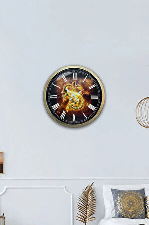 40 cm Eskitme Metal Oğlak Burcu Duvar Saati