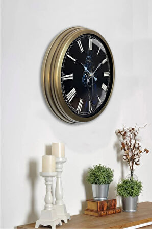 40 Cm Eskitme Metal Horse Duvar Saati