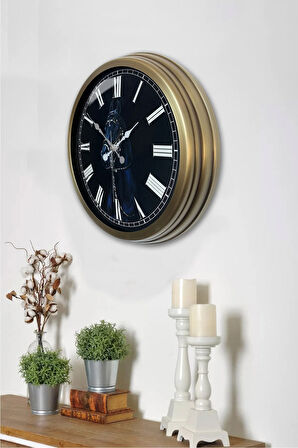 40 Cm Eskitme Metal Horse Duvar Saati