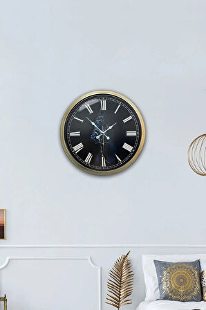 40 Cm Eskitme Metal Horse Duvar Saati