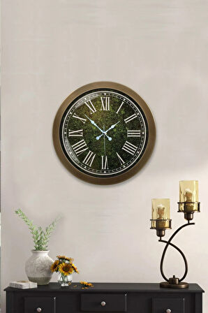 36 cm Eskitme Metal Çimen Yeşili Duvar Saati