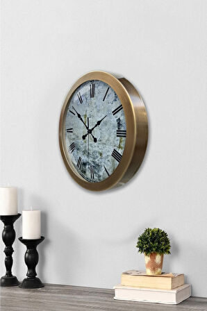 36 cm Eskitme Metal Decorative Duvar Saati
