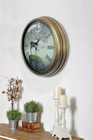 40 Cm Eskitme Metal Doğal Yaşam Duvar Saati