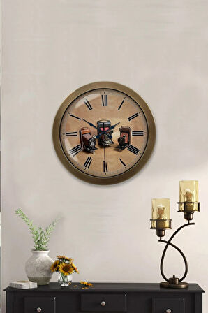 Eskitme Metal Fotoğraf Makinesi Duvar Saati 36 Cm