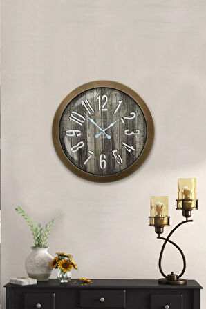 Hediyelik 36 cm Eskitme Metal Eskitme Duvar Saati