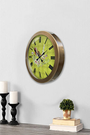 Hediyelik 36 Cm Eskitme Metal Kuş Duvar Saati