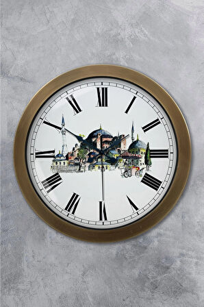 36 cm Eskitme Metal Yeni Cami Duvar Saati