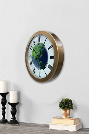 Hediyelik 36 Cm Eskitme Metal Doğal Duvar Saati