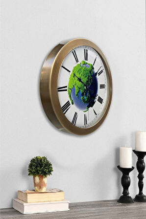 Hediyelik 36 Cm Eskitme Metal Doğal Duvar Saati