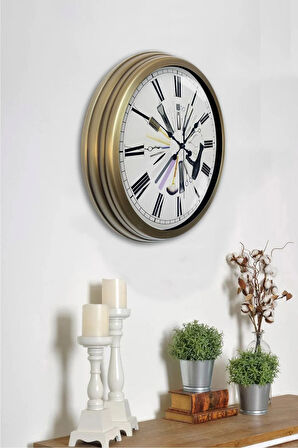 Hediyelik 40 Cm Eskitme Metal Kuaför Duvar Saati