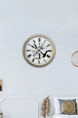 Hediyelik 40 Cm Eskitme Metal Kuaför Duvar Saati