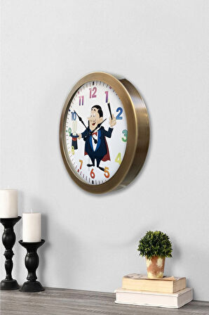 Hediyelik 36 Cm Eskitme Metal Sihirbaz Duvar Saati