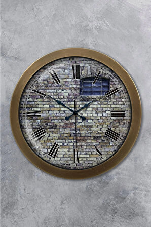 Eskitme Metal Taş Yapı Duvar Saati 36 cm