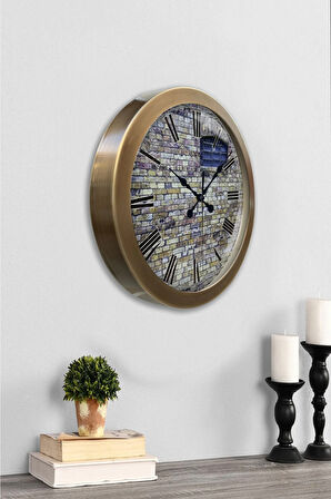 Eskitme Metal Taş Yapı Duvar Saati 36 cm