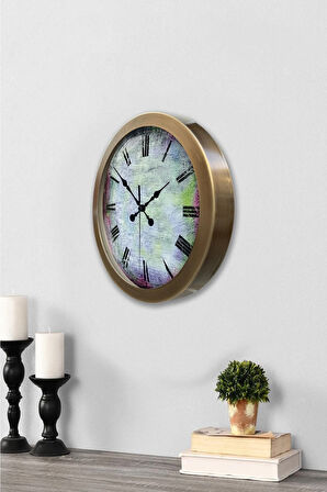 Eskitme Metal Sanatsal Duvar Saati 36 cm