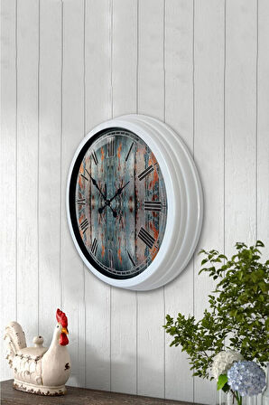 Hediyelik 40 Cm Beyaz Metal Alacalı Duvar Saati