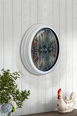 Hediyelik 40 Cm Beyaz Metal Alacalı Duvar Saati