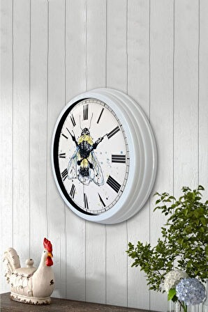 Hediyelik 40 Cm Beyaz Metal Arı Duvar Saati