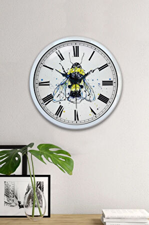 Hediyelik 40 Cm Beyaz Metal Arı Duvar Saati