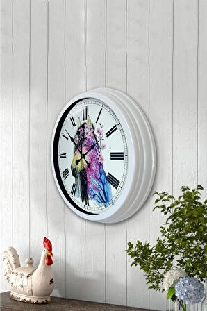 Hediyelik 40 Cm Beyaz Metal At Duvar Saati