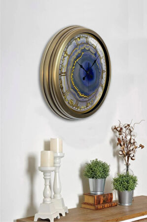 40 cm Eskitme Metal Mermer Desenli Duvar Saati
